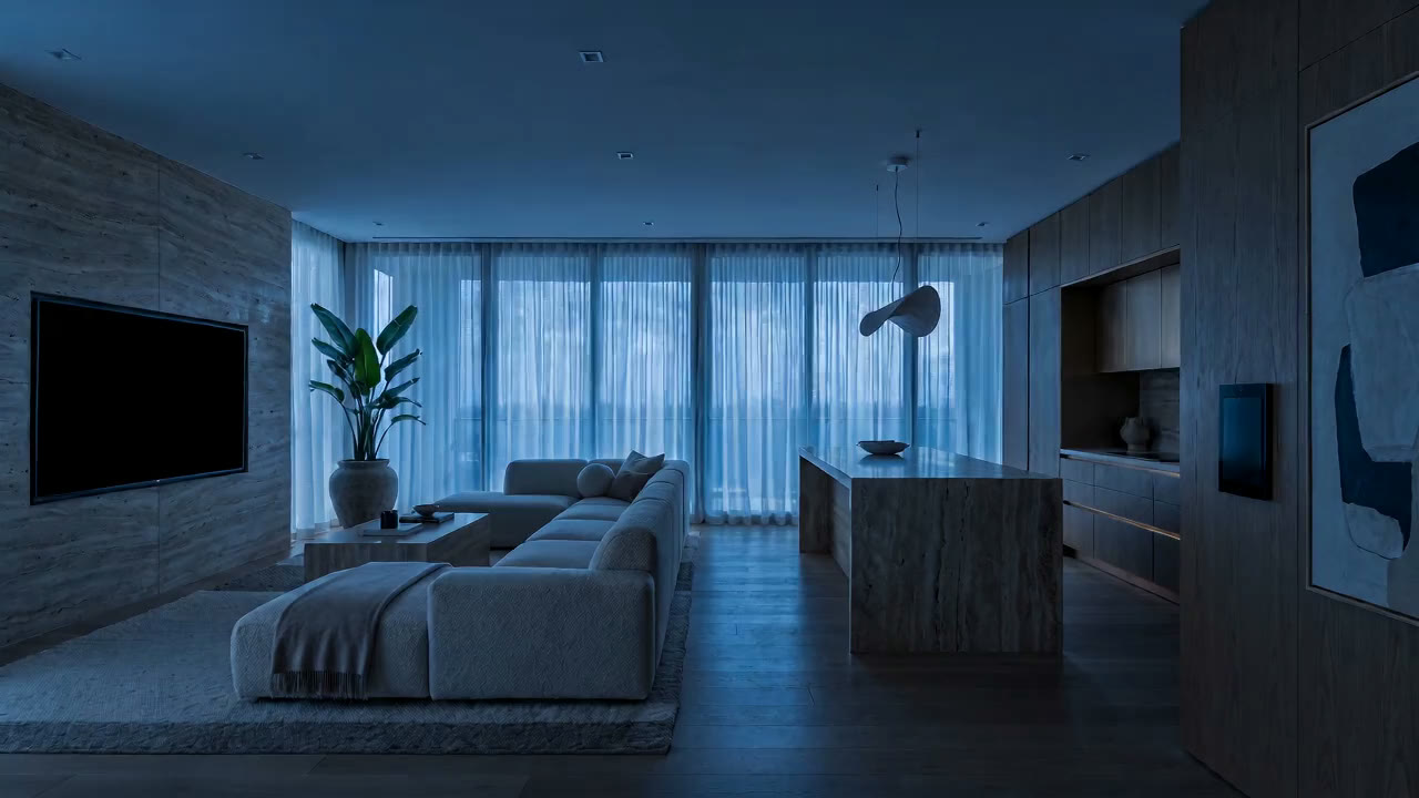 The living room with every system at rest